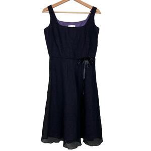London Times Size 8 Black Sleeveless Square‎ Neck Tea Length Dress Fairy Goth